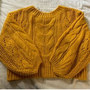 Cozy Mustard Cable Knit Sweater